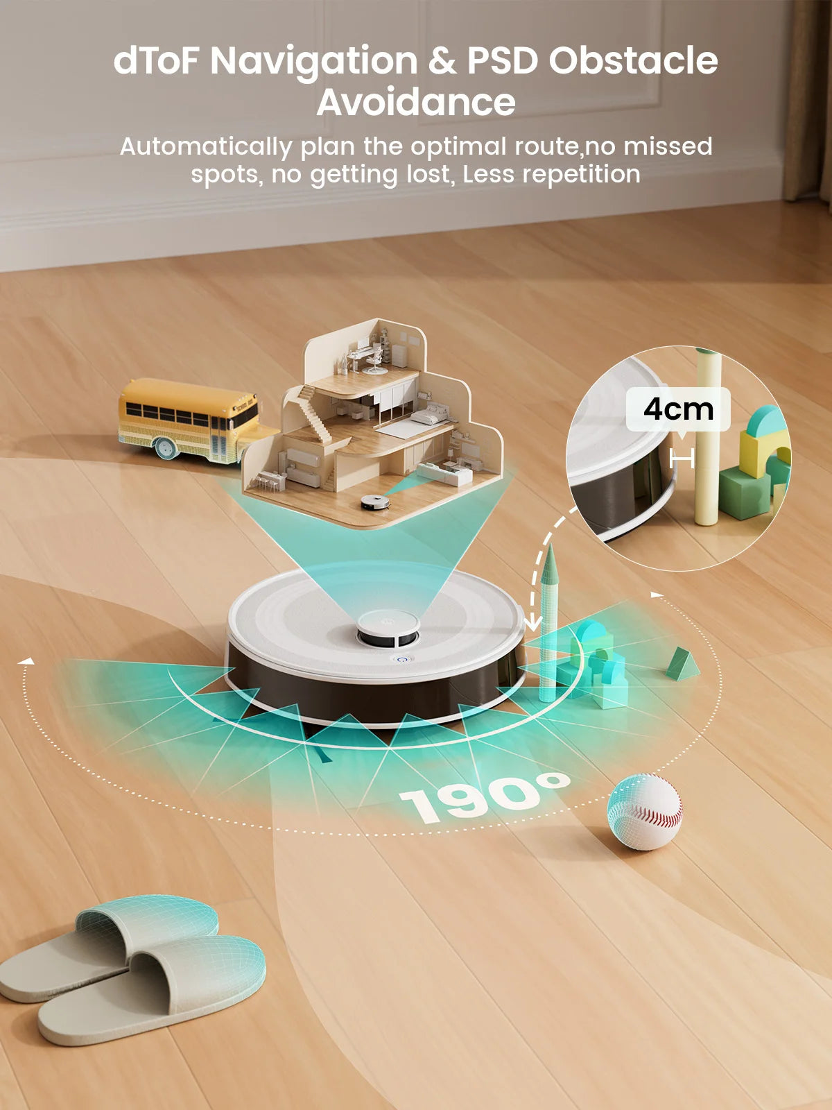 5500Pa Robot Vacuum Cleaner Laser Mapping for Carpets Pet Hair