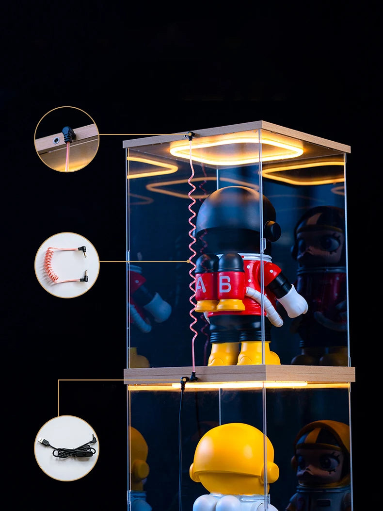 Acrylic Display Case 35x25cm with LED Ring Light