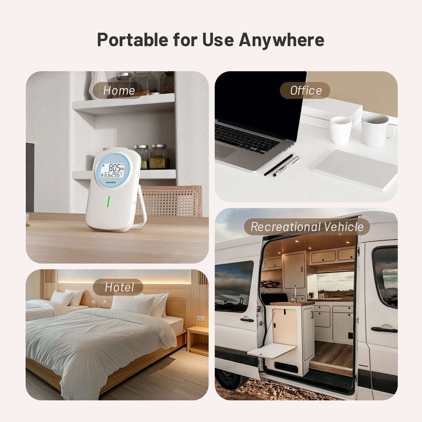 Smart Bluetooth CO2 Air Quality Monitor with Temperature Humidity