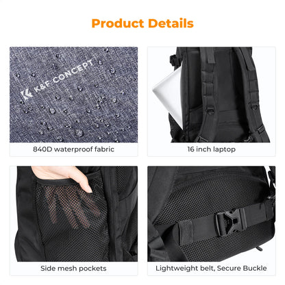 25L Camera Backpack with Laptop Compartment and Tripod Strap