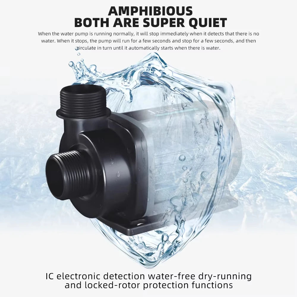DC Submersible Aquarium Pump 12000L/H 10-Speed Flow Control