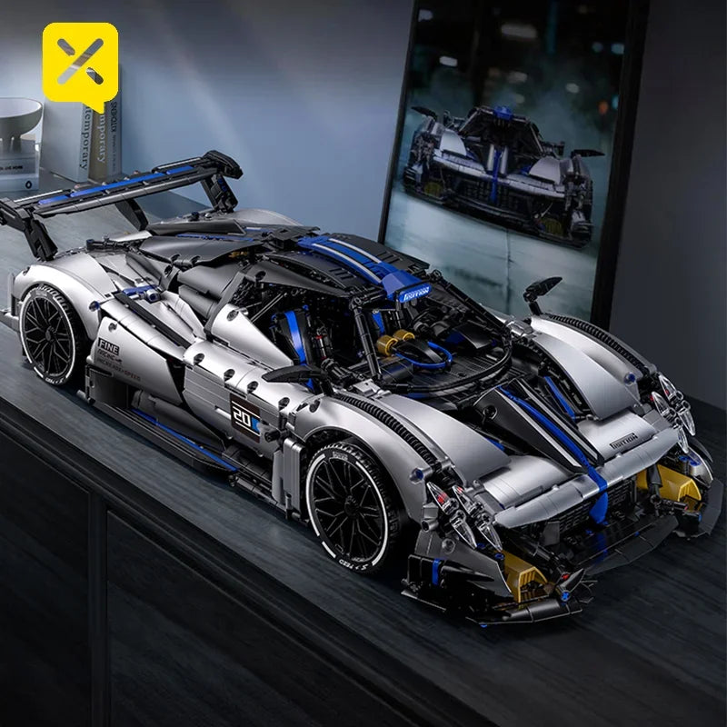 Silver Blue Technic Sports Car Construction Kit 3526 Pieces