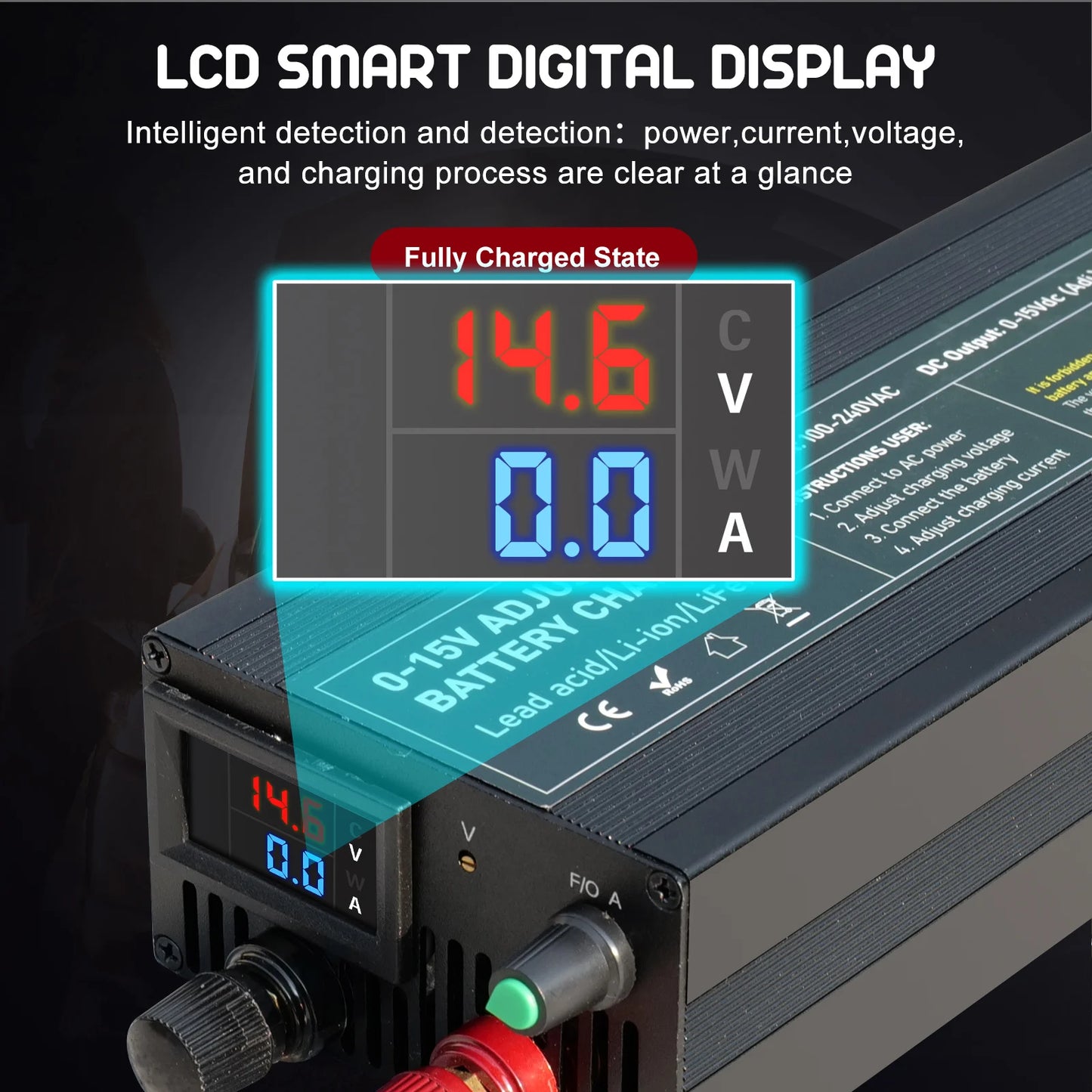 Quick 12V 60A Lifepo4 Battery Charger with Anderson Connector