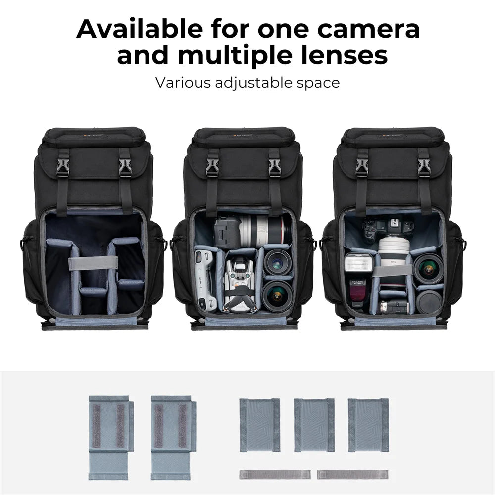25L Black Camera and Laptop Backpack for DSLR and Mirrorless