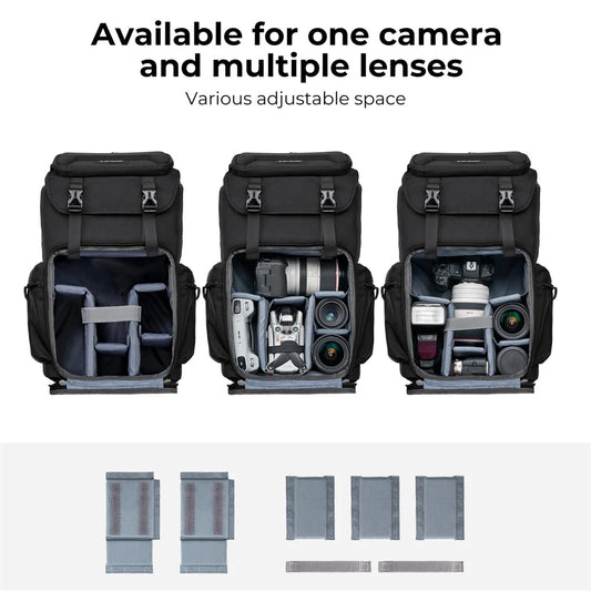 25L Black Camera and Laptop Backpack for DSLR and Mirrorless