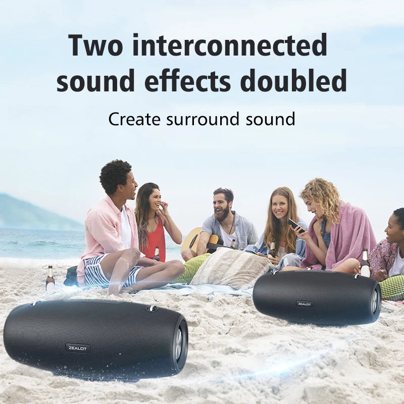 Portable Waterproof Wireless Speaker Blue with Strap 40H Playtime