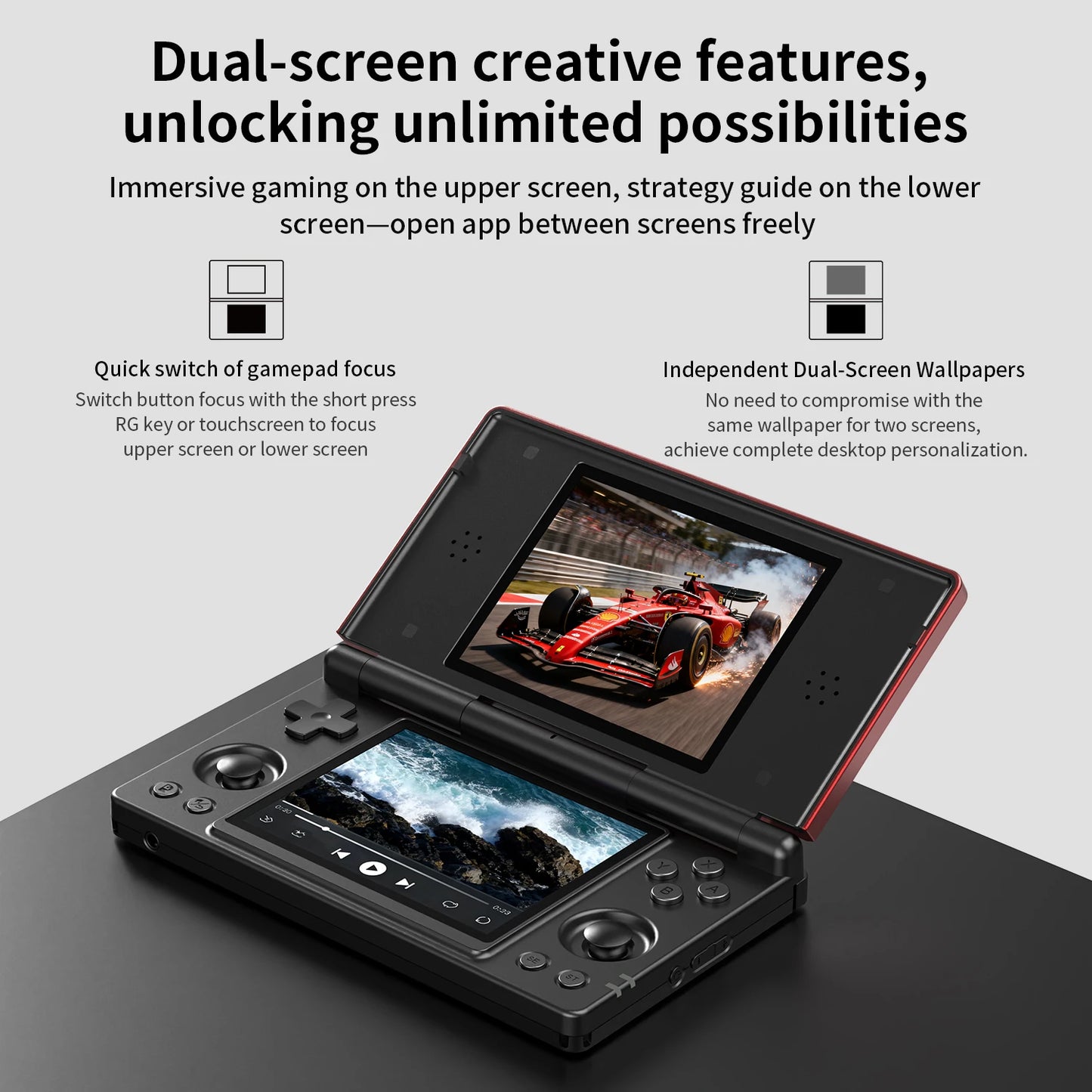 Portable Dual Screen Game Console 4 Inch WiFi Turquoise Blue