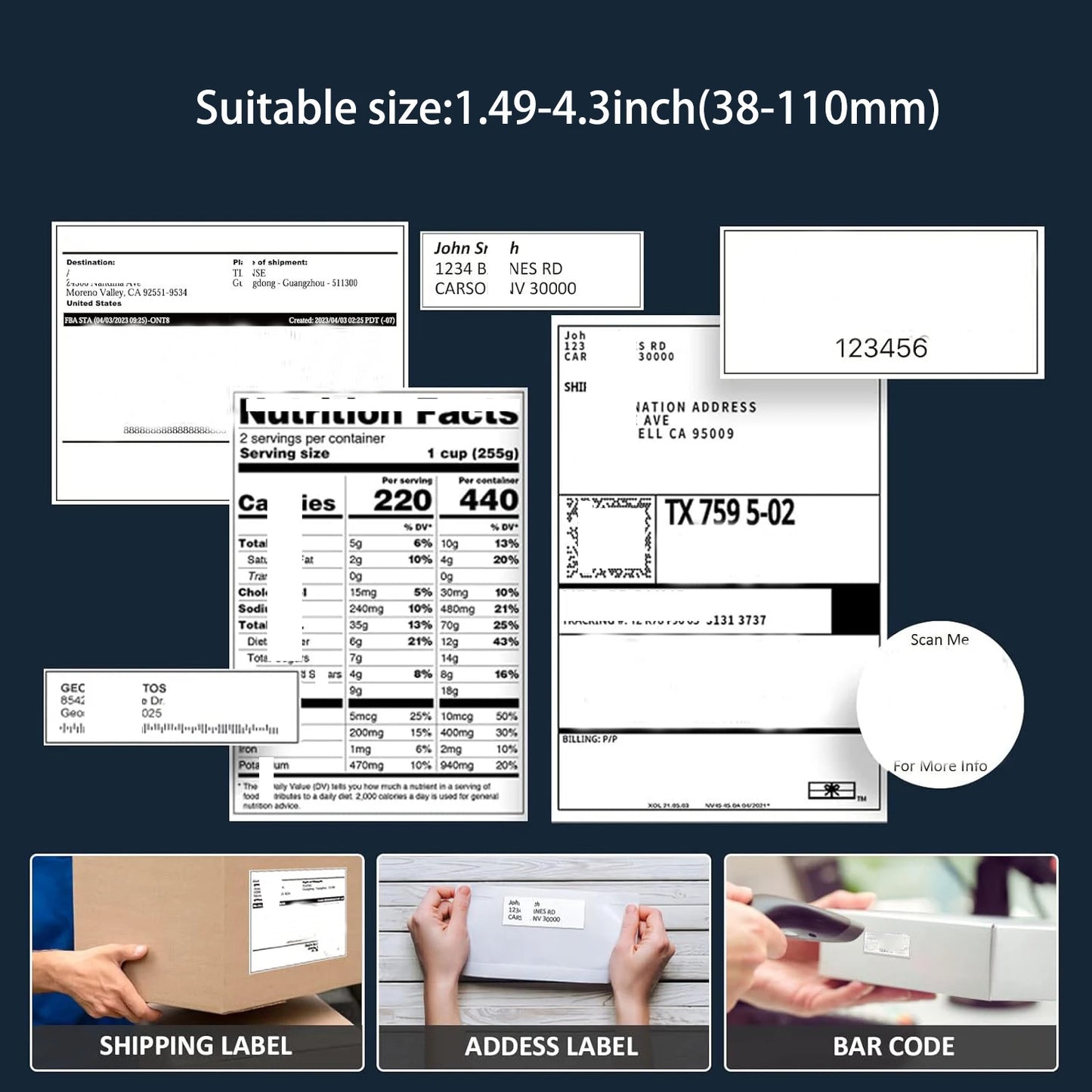 Portable 4 Inch Thermal Label Printer Bluetooth USB