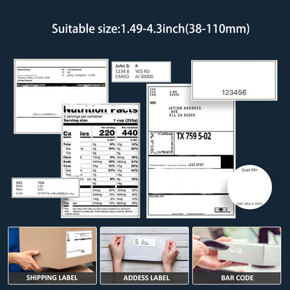 Portable 4 Inch Thermal Label Printer Bluetooth USB