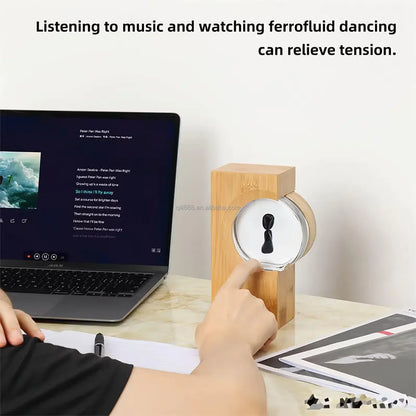 Rechargeable Ferrofluid Rhythm Lamp Speaker Display Yellow