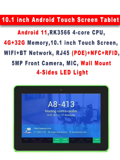 10.1 Inch Meeting Room Booking Tablet NFC RFID POE 32G
