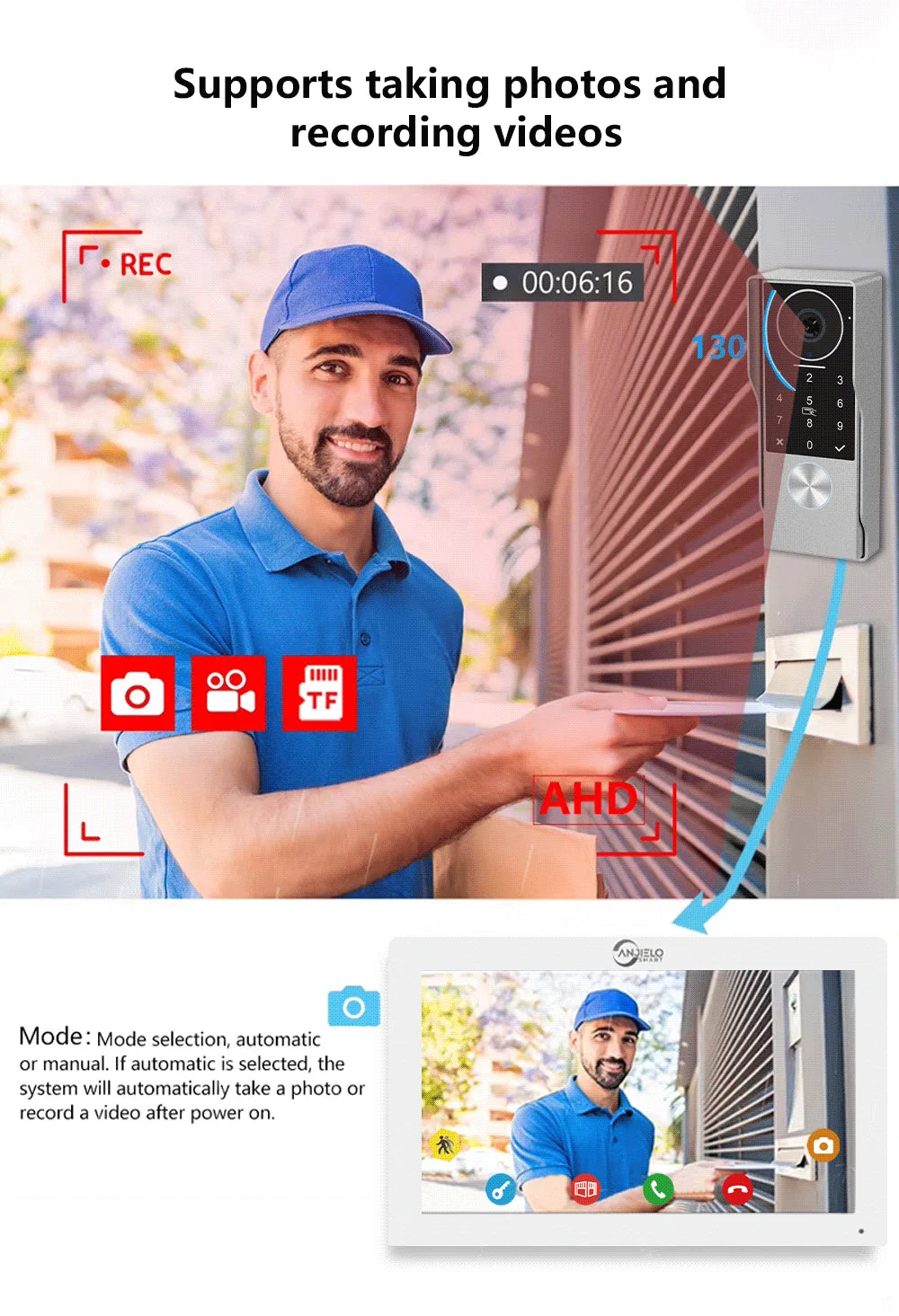 Black Smart 7" Dual Door Video Intercom with Touch Screen