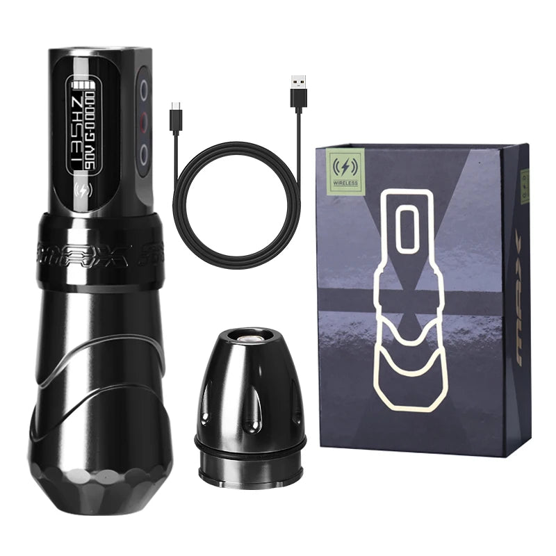 Glossy Black Cordless Tattoo Machine Pen for Smooth Shading