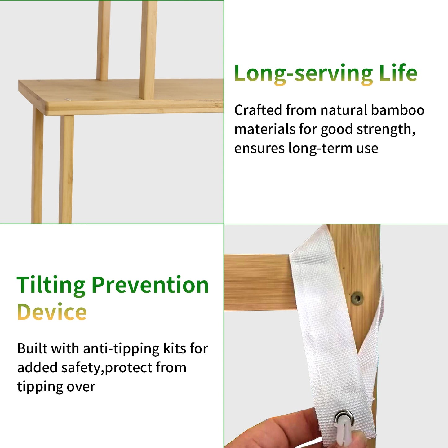 Bamboo Storage Rack with Multi-Level Shelves for Home