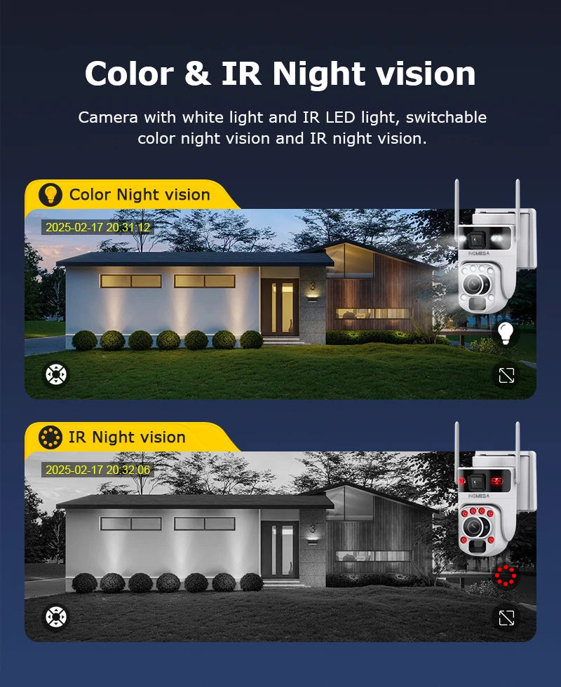 White 60X Zoom Dual-Lens WiFi Solar Security Camera 128GB