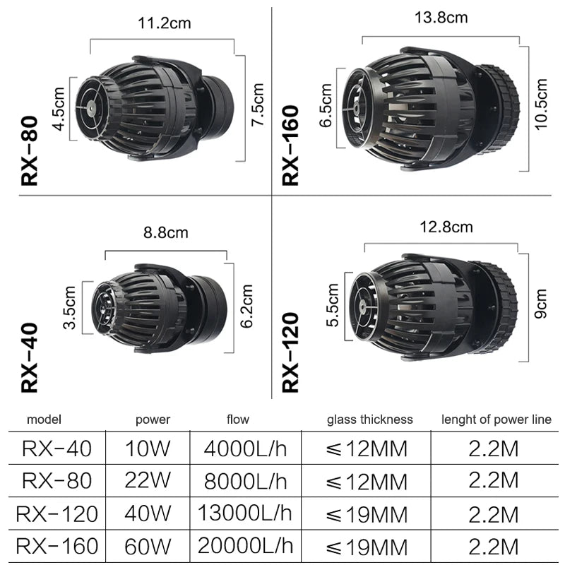 High Power Fish Tank Wave Maker RX-120 Submersible