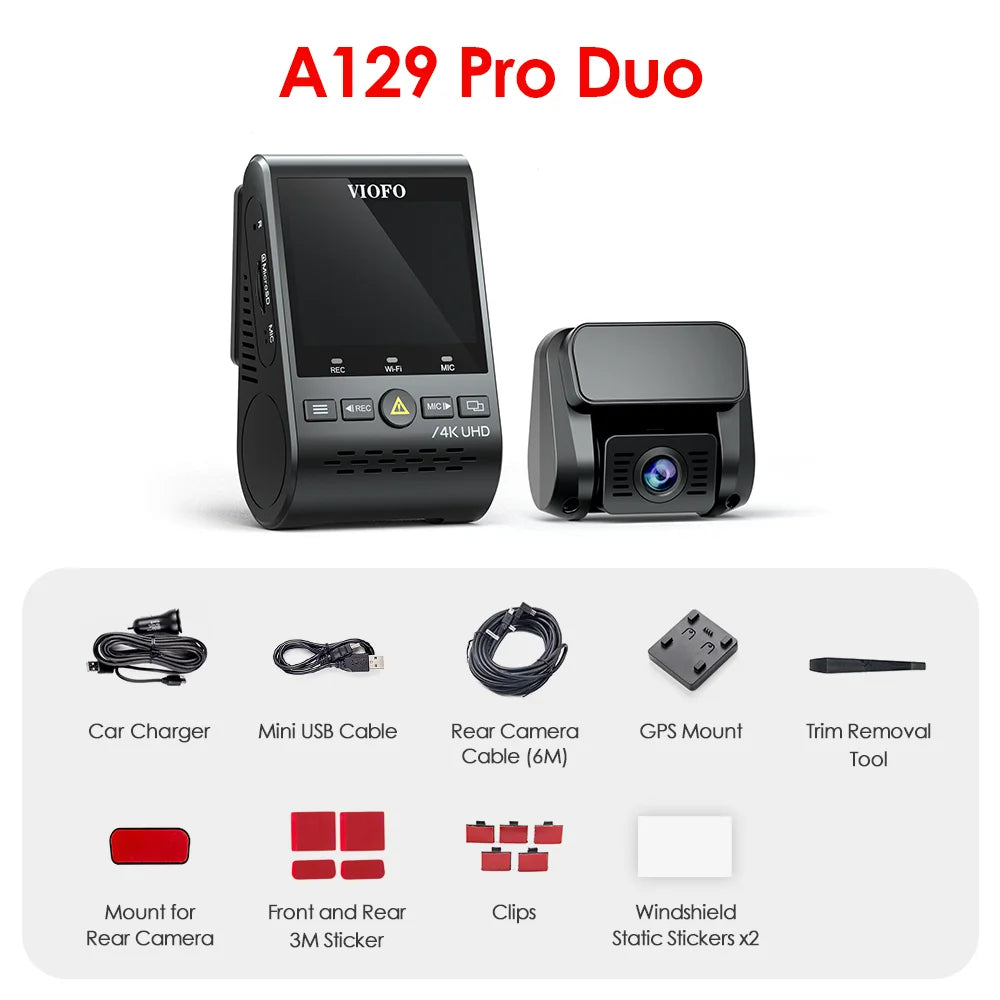 4K Ultra HD Dual Car Dash Camera with Parking Mode