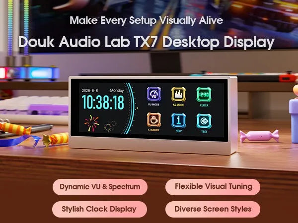 Digital VU Meter Audio Spectrum Visualizer Desktop Clock