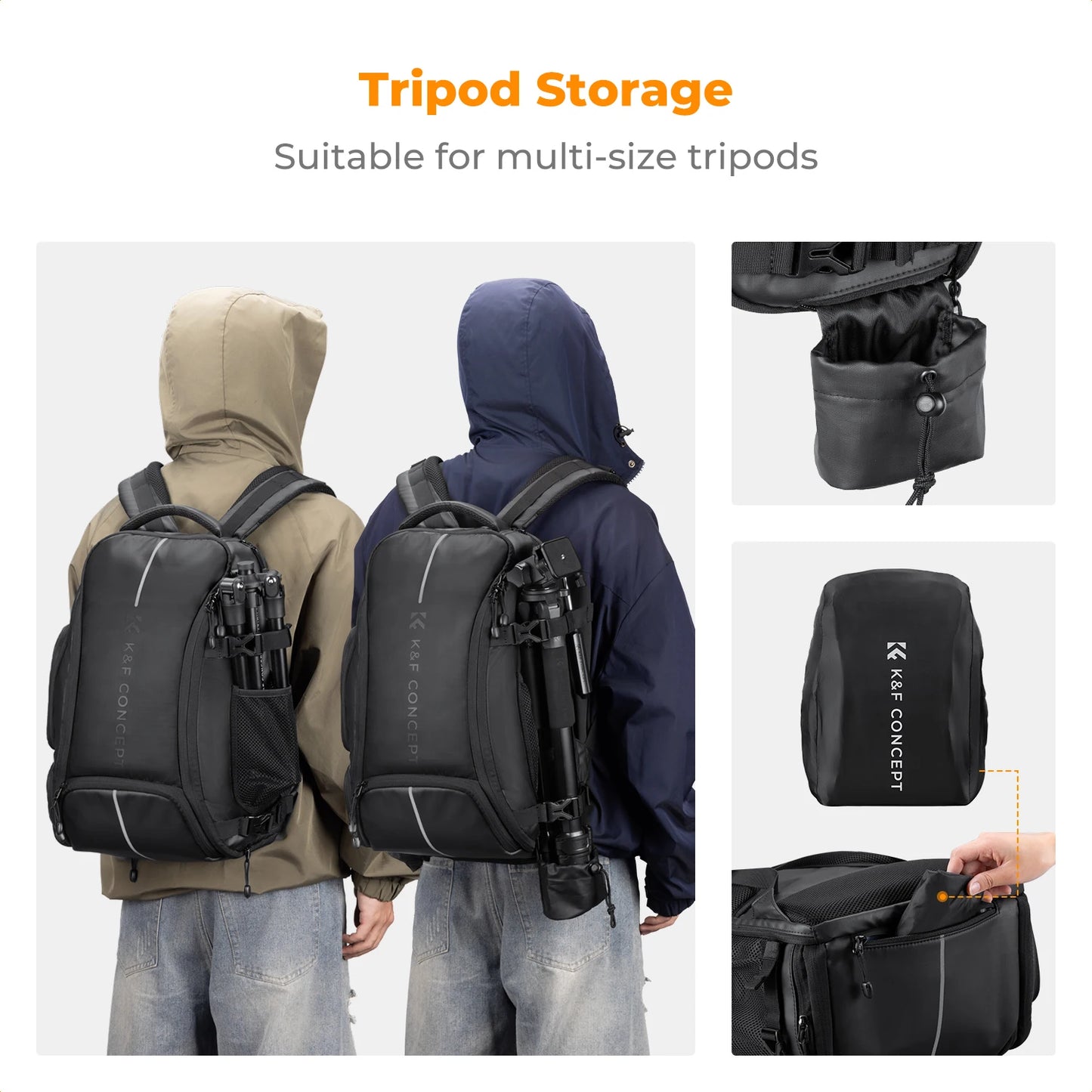 Waterproof Camera Backpack 25L with Laptop Pocket Black