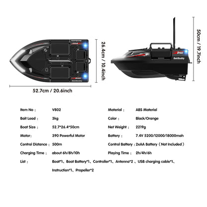 Portable Bait Boat 4 Hopper 5200mAh
