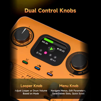 Portable Stereo Looper Pedal with Drum Beats and Headphone Output