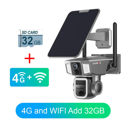 Outdoor 4K Solar Camera 4G WiFi Dual Screen 32GB