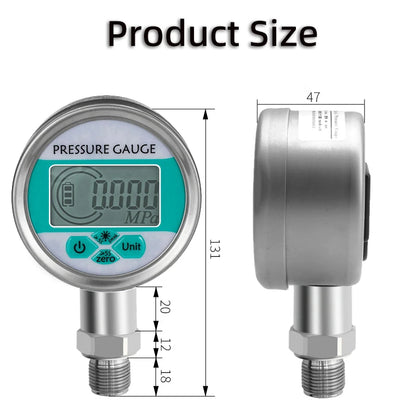 Digital Pressure Gauge 0-1000bar LCD Backlight G1/4