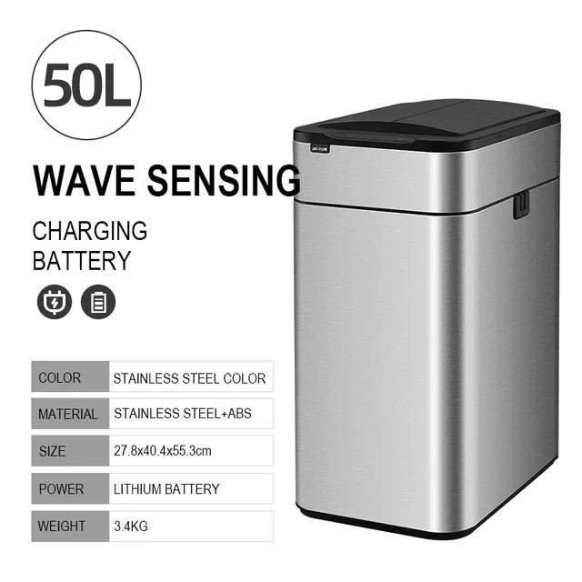 50L Smart Sensor Stainless Steel Trash Can