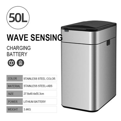 50L Smart Sensor Stainless Steel Trash Can