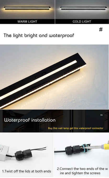 Warm White 120 cm LED Outdoor Wall Sconce IP65 Waterproof Light
