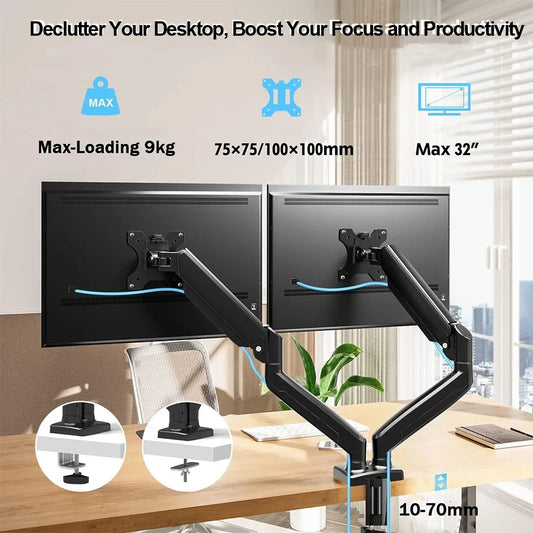 Dual Monitor Desk Mount for Screens up to 32 Inch