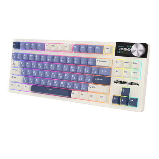 85-Key Hot-Swappable RGB Keyboard with TFT Display Blue