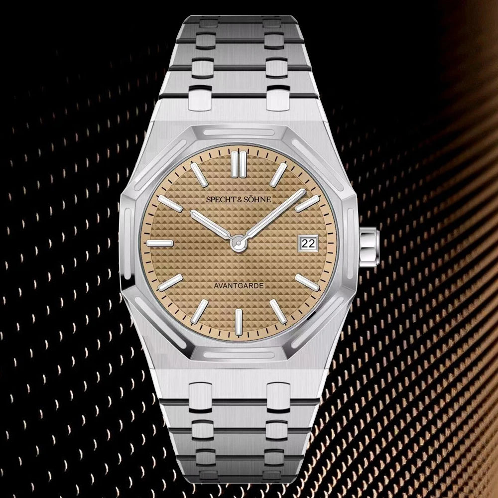 Slim 38mm Men’s Quartz Wristwatch Sapphire Crystal Waterproof Salmon