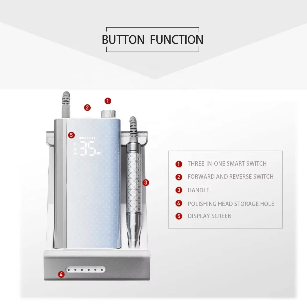Brushless Electric Nail Drill with Charging Base