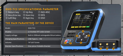Portable Digital Oscilloscope with Transistor Tester and Signal Source