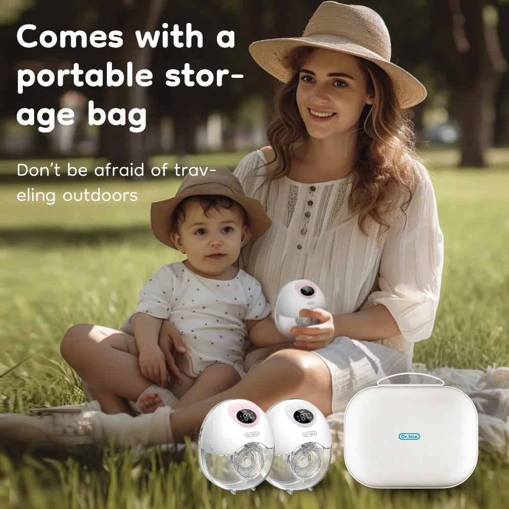 2PCS Wearable Electric Breast Pump Silent Hands Free Sky Blue