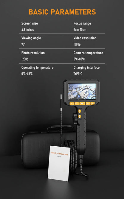 Two-Way Rotary Borescope 4.3 Inch Screen 6.2mm Probe