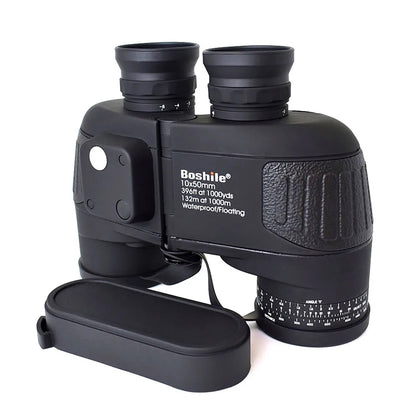 Military 10x50 Binoculars Black Rangefinder Compass Telescope