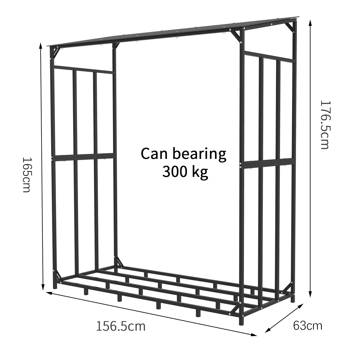 Heavy Duty Outdoor Firewood Rack with Weatherproof Cover