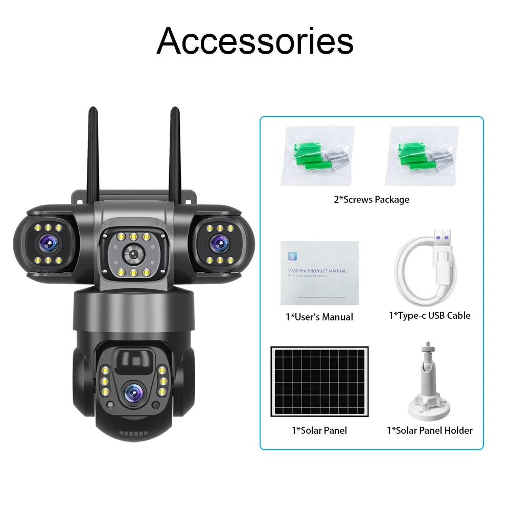 4G Solar Outdoor CCTV Camera 6K 12MP with Night Vision