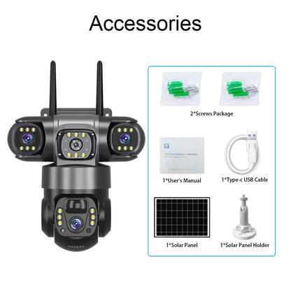 4G Solar Outdoor CCTV Camera 6K 12MP with Night Vision