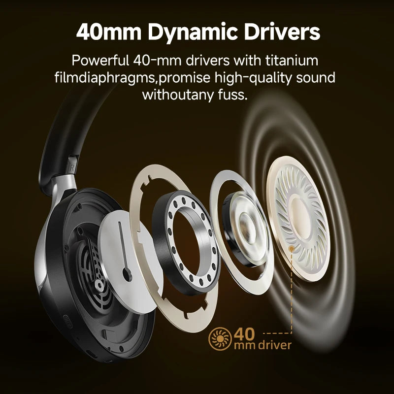 QCY H3 Pro ANC Headphones Bluetooth 5.4 55 Hour Battery Black