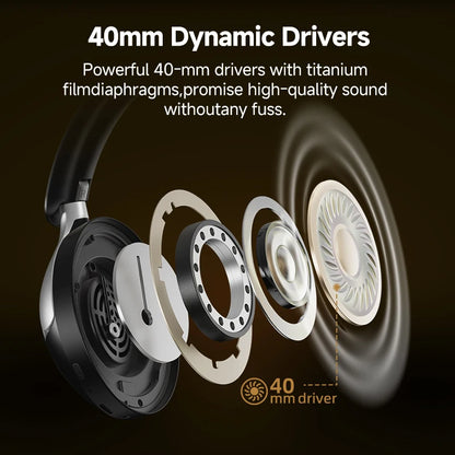 QCY H3 Pro ANC Headphones Bluetooth 5.4 55 Hour Battery Black
