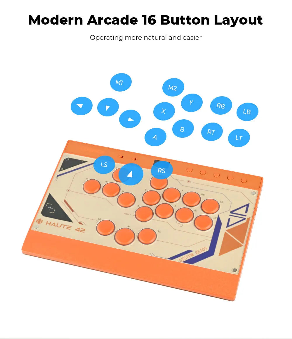 Orange Magnetic Leverless Arcade Controller for PC PS4 PS5