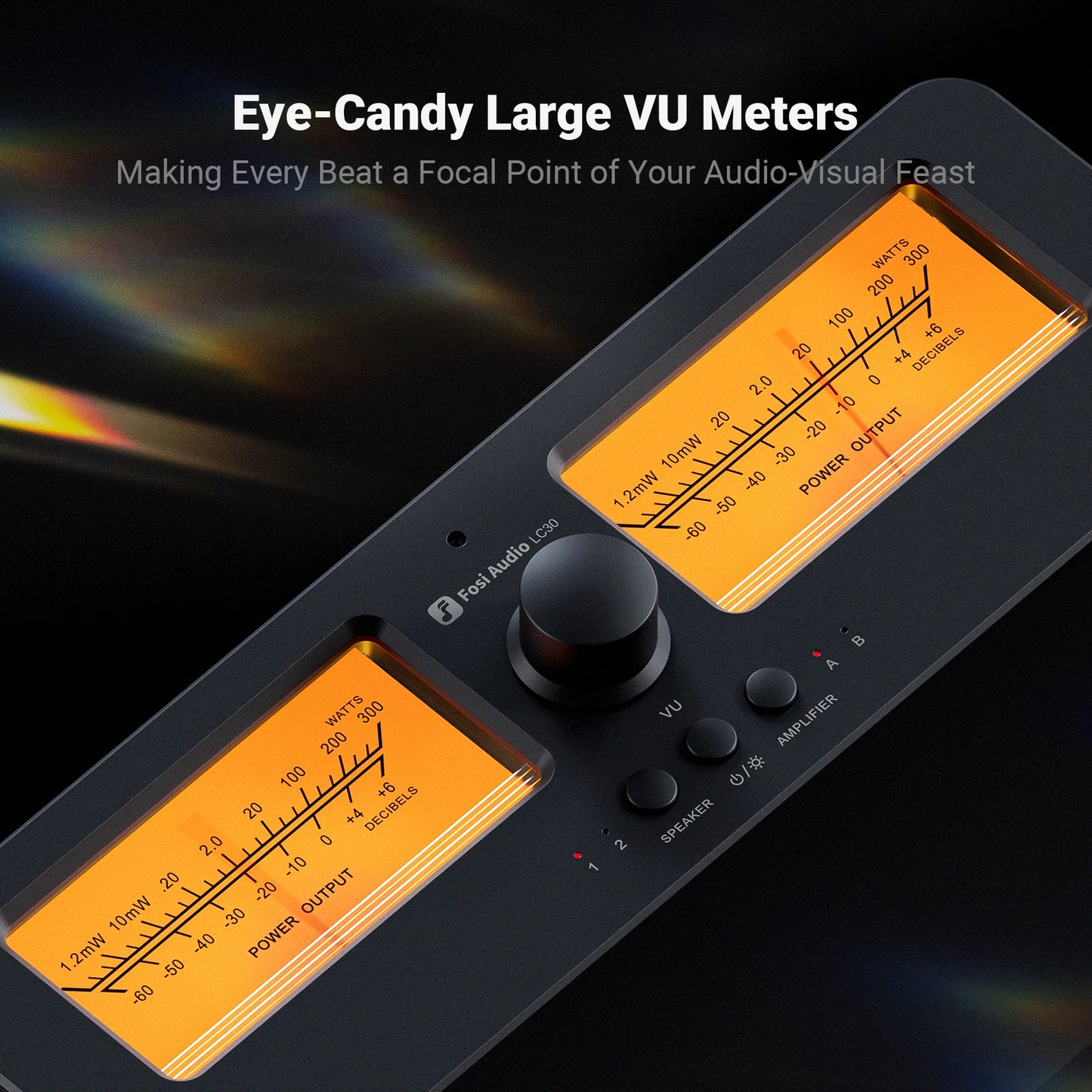 2-In-2 Out Amplifier Speaker Switcher with VU Meter
