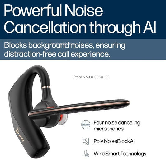 Wireless Bluetooth Headset 4Mic AI Noise Reduction Hands-Free