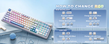 96% Wireless RGB Gaming Keyboard Hot Swappable Blue