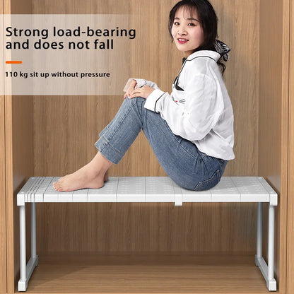 Space Saving Expandable Cabinet Shelf Wardrobe Organizer Rack