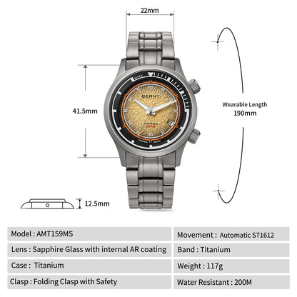 20ATM Waterproof Watch Luminous Navy Dial