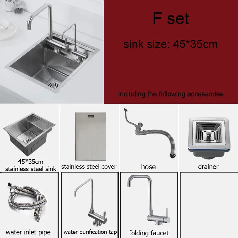 Stainless Steel Kitchen Sink 45x35cm with Tap
